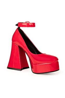 LAMODA Damen Build Me Up Court Shoe, Red Patent, 36 EU von LAMODA