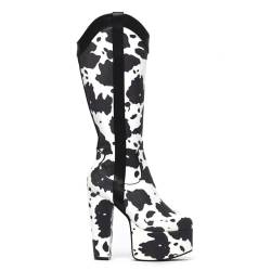 LAMODA Damen Cowgirl Knee High Boot, White Cow, 41 EU von LAMODA