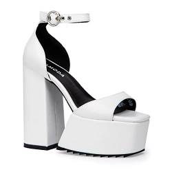 LAMODA Damen Cut Throat Court Shoe, White Pu, 40 EU von LAMODA