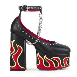 LAMODA Damen Desire Ankle Strap Extreme Court Shoe, Black Flame, 40 EU von LAMODA