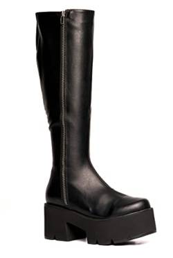 LAMODA Damen Devious Knee High Boot, Black Pu, 39 EU von LAMODA