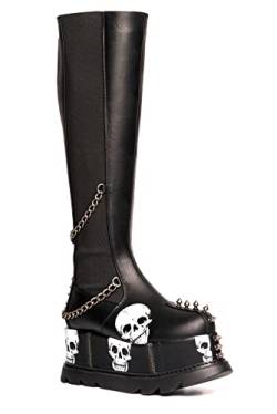 LAMODA Damen Eerie Knee High Boot, Black Pu Skull, 38 EU von LAMODA