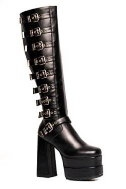 LAMODA Damen Front Row Knee High Boot, Black Pu, 39 EU von LAMODA