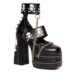 LAMODA Damen Grim Reaper Court Shoe, Black Skull, 38 EU von LAMODA