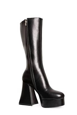 LAMODA Damen Infatuation Mid Calf Boot, Black Pu, 37 EU von LAMODA