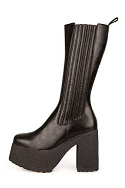 LAMODA Damen Long Division Mid Calf Boot, Black Pu, 37 EU von LAMODA