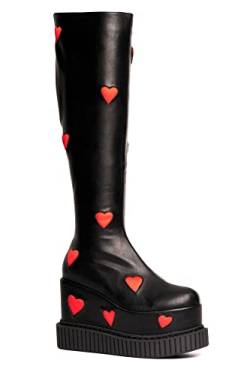 LAMODA Damen Madly in Love Knee High Boot, Black Pu Red Heart, 41 EU von LAMODA