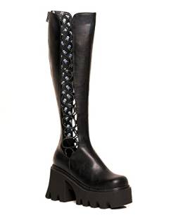 LAMODA Damen Misery Business Knee High Boot, Black Pu, 36 EU von LAMODA