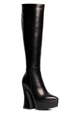 LAMODA Damen Money Moves Knee High Boot, Black Pu, 37 EU von LAMODA