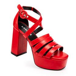 LAMODA Damen Red Common Occurrence Heeled Sandal, Red Pu, 36 EU von LAMODA