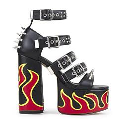 LAMODA Damen Revin' Ankle Strap Extreme Court Shoe, Black Pu Flame, 37 EU von LAMODA