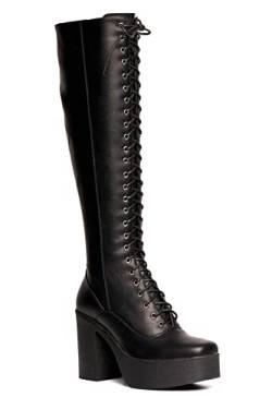 LAMODA Damen Seize The Power Knee High Boot, Black Pu, 36 EU von LAMODA