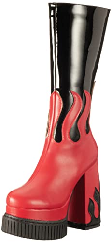 LAMODA Damen Show Off Mid Calf Boot, Black Patent Red Flame, 36 EU von LAMODA