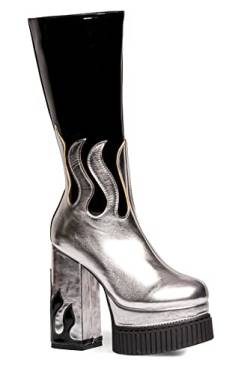 LAMODA Damen Show Off Mid Calf Boot, Black Patent Silver Pu Flame, 41 EU von LAMODA