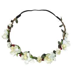 Blumenkranz Festival Stirnband Boho Damen Blumen Festival Hochzeit Girlande Haarstirnband Strand Party Kopfschmuck, BG, Einheitsgröße von LAMPPE