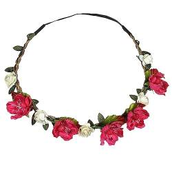 Blumenkranz Festival Stirnband Boho Damen Blumen Festival Hochzeit Girlande Haarstirnband Strand Party Kopfschmuck, Hot, Einheitsgröße von LAMPPE