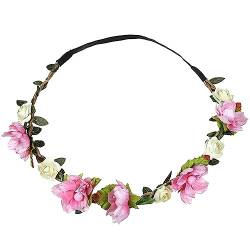 Blumenkranz Festival Stirnband Boho Damen Blumen Festival Hochzeit Girlande Haarstirnband Strand Party Kopfschmuck, PK, Einheitsgröße von LAMPPE