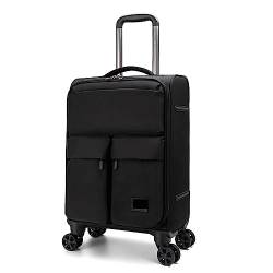 LANAZU Einziehbarer Koffer, Handgepäckkoffer aus Oxford-Stoff, 360° Spinner-Aufbewahrungsbox, geeignet für Flugreisen und Straßenreisen (Schwarz 28inch) von LANAZU