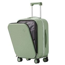 LANAZU Handgepäckkoffer, Koffer mit Vordertasche auf Rollen, tragbarer, Verstellbarer Trolley-Koffer, geeignet für Reisen und Business (Green 20 inch) von LANAZU