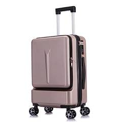 LANAZU Handgepäckkoffer, Trolley-Koffer mit Vorderöffnung und Rollen, Koffer für Männer und Frauen, geeignet für Urlaub und Reisen (Gold 20inch) von LANAZU