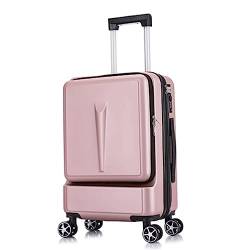 LANAZU Handgepäckkoffer, Trolley-Koffer mit Vorderöffnung und Rollen, Koffer für Männer und Frauen, geeignet für Urlaub und Reisen (Rose Gold 20inch) von LANAZU