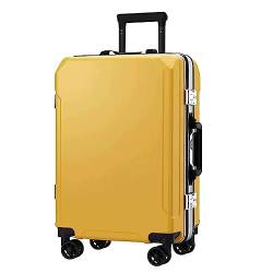 LANAZU Tragbarer Koffer, Koffer mit Aluminiumrahmen, Zwei USB-Ladeanschlüssen, mit Lenkrollen, geeignet für Reisen und Urlaub (Yellow 22 in) von LANAZU
