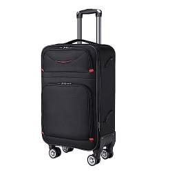 LANAZU Tragbares Gepäck, Handgepäckkoffer aus Oxford-Stoff mit Rollen, einziehbarer Trolley-Koffer, geeignet für Flugreisen, Roadtrip (Schwarz 20inch) von LANAZU