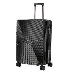 LANAZU Tragbares Gepäck, Reisekoffer mit Aluminiumrahmen und drehbaren Rädern/TSA-Schloss, Trolley-Koffer, geeignet für Flugreisen, Straßenreisen (Black 24 in) von LANAZU