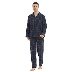 LANBAOSI Herren-Pyjama-Sets, langärmelig, kariert, Loungewear-Set, Flanell-Pyjama, Kariertes Ober- und Unterteil, 2-teilige Winter-Baumwoll-Nachtwäsche von LANBAOSI