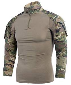 LANBAOSI Herren Ripstop Tactical Shirt Langarm Combat Shirt Multicam Militär-T-Shirts Airsoft Jagd von LANBAOSI