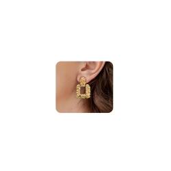 LANBEIDE Große goldene quadratische Tropfen Ohrhänger, große Webart Statement Ohrringe für Frauen und Mädchen, hypoallergen, leichter Schmuck, Geschenke von LANBEIDE