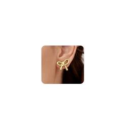 LANBEIDE Schleifen Ohrringe, Gold Ohrringe Damen Bow Earrings Schleifen Ohrstecker Statement Ohrringe Hypoallergene Aus Sterlingsilber Für Damen Geschenke von LANBEIDE