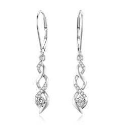 Sterling Silber Infinity Kristalle Leverback Ohrringe, Hängend Ohrringe mit Leverback für Damen von LANBEIDE