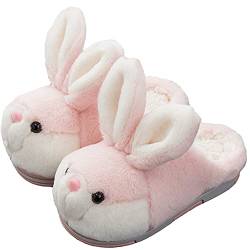 Hase Baumwolle Schuhe Bunny Hausschuhe Home Hausschuhe Warme Plüsch Hausschuhe Tier Hausschuhe Schuhe für Damen, Rosa Hausschuhe, 37/37.5 EU von LANFIRE