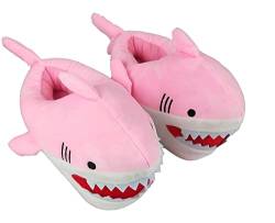 LANFIRE Animal Hausschuhe Shark Kopf Baumwolle Hausschuhe rutschfeste dicken Boden 3D Tierkopf Plüsch Baumwolle Hausschuhe (pink) von LANFIRE