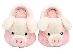 LANFIRE Big Kid und Erwachsene Baumwolle Hausschuhe Schwein Hausschuhe Plüsch Hausschuhe Tier Hausschuhe Damen Schuhe (Beige, 37/38, numeric_37) von LANFIRE