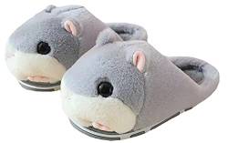 LANFIRE Groß Kinder und Erwachsene Baumwolle Hausschuhe Hamster Hausschuhe Plüsch Hausschuhe Tier Hausschuhe Damen Schuhe Baumwollschuhe (41/42, Grey, numeric_41) von LANFIRE