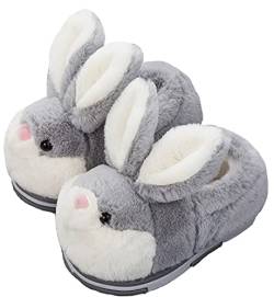 LANFIRE Groß Kinder und Erwachsene Baumwolle Hausschuhe Hase Hausschuhe Plüsch Hausschuhe Tier Hausschuhe Damen Schuhe Baumwollschuhe (Grey (shoes), 37/38, numeric_37) von LANFIRE