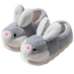 LANFIRE Tierschuhe für Frauen Kaninchen Hausschuhe Weiche warme Winterschuhe Home Plüsch Baumwolle Hausschuhe (Grey shoes, Erwachsene, Damen, 38, Numerisch (von/bis), EU Schuhgrößensystem, 39, M) von LANFIRE