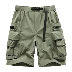 LANG XU GLASS Herren Cargo Shorts Multi Pockets Tactical Shorts Streetwear Techwear Darkwear Shorts Hip Hop Schwarz, EN8, L von LANG XU GLASS