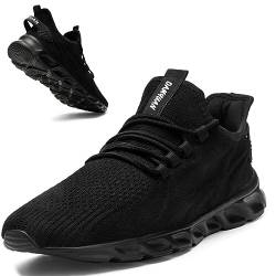 LANGFEUU Damen Sneaker Turnschuhe Sportschuhe Atmungsaktiv Laufschuhe Leichtgewichts Fitness Jogging Walkingschuhe Straßenlaufschuhe rutschfeste Sports Outdoor Gym Schuhe Schwarz 42 von LANGFEUU