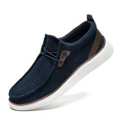 LANGFEUU Herren-Slipper Slip-On-Schuhe Modische Lässige rutschfeste Schuhe Weiche Bequeme und Atmungsaktive Sportschuhe Dunkelblau EU 41 von LANGFEUU