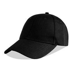 LANGZHEN Baseball Dad Cap 100% Baumwolle Passt Männer Frauen Klassische Verstellbare Plain Hat (Structured-Black) von LANGZHEN