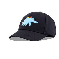 LANGZHEN Baumwolle Baseball Cap für Säugling Baby Jungen Mädchen Kleinkind Kinder Outdoor Adjutable Nette Design Hut (M-bestickte-Dinosaurier-schwarz) von LANGZHEN