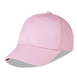 LANGZHEN Baumwolle Outdoor Kleinkind Mädchen Jungen Plain Baseball Cap Baby Infant Strukturierte Einstellbare Hut für Kinder Sonnenhut(M-Pink) von LANGZHEN