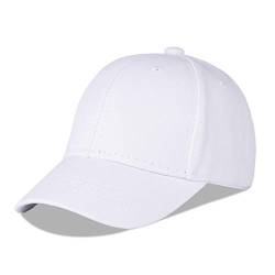 LANGZHEN Baumwolle Outdoor Kleinkind Mädchen Jungen Plain Baseball Cap Baby Infant Strukturierte Einstellbare Hut für Kinder Sonnenhut (M- Weiß) von LANGZHEN