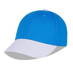 LANGZHEN Baumwolle Outdoor Kleinkind Mädchen Jungen Plain Baseball Cap Baby Infant Strukturierte Einstellbare Hut für Kinder Sonnenhut (M-Weiß Blau) von LANGZHEN