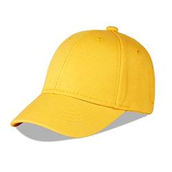 LANGZHEN Baumwolle Outdoor Kleinkind Mädchen Jungen Plain Baseball Cap Baby Infant Strukturierte Einstellbare Hut für Kinder Sonnenhut (S-Gelb) von LANGZHEN