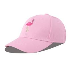 LANGZHEN Baumwolle Sonnenhut Baumwolle Baseball Cap Adjutable Strapback Fit Mädchen Jungen Kind (S-Pink Flamingos) von LANGZHEN