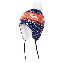 LANGZHEN Hirsch Hut für Mädchen Kleinkind Pom Pom Beanie Kid Winter Hüte Kleinkind Kappe Stricken Warme Mützen Mützen für Baby Jungen Mädchen (Deer-Navy Blue, S(46-48CM/18.11"-18.9")) von LANGZHEN